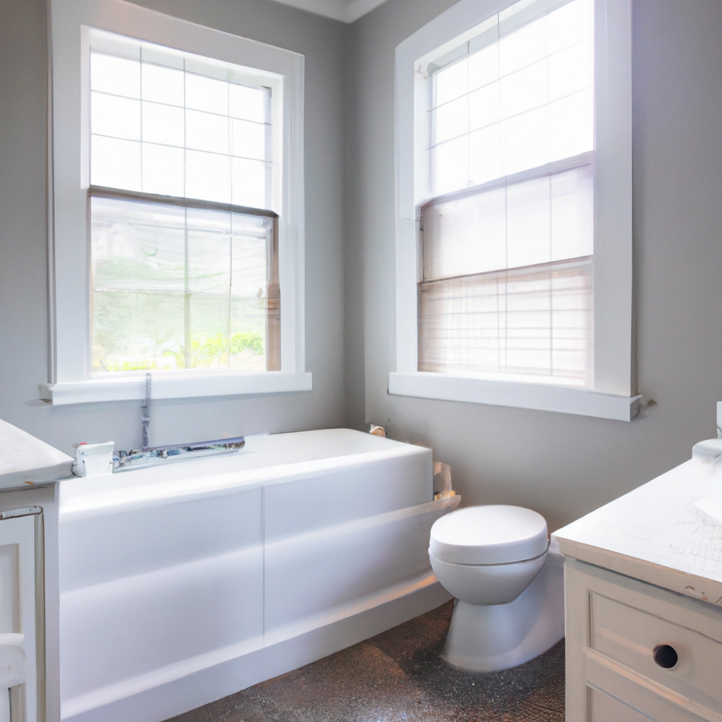 Spacious and renovated small bathroom by Sun Shore Construction Services showing elegant and modern styling.