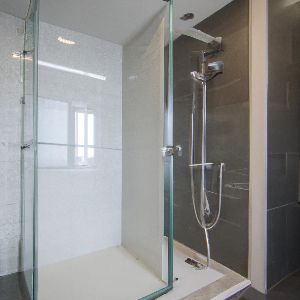 A modern walk-in shower renovation in a bathroom.