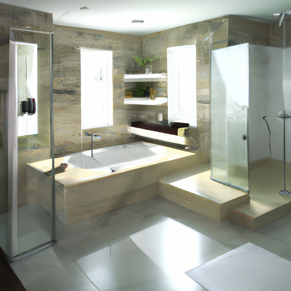 Alt text: A modern and contemporary bathroom remodel by Burlington creating a new look for the space.