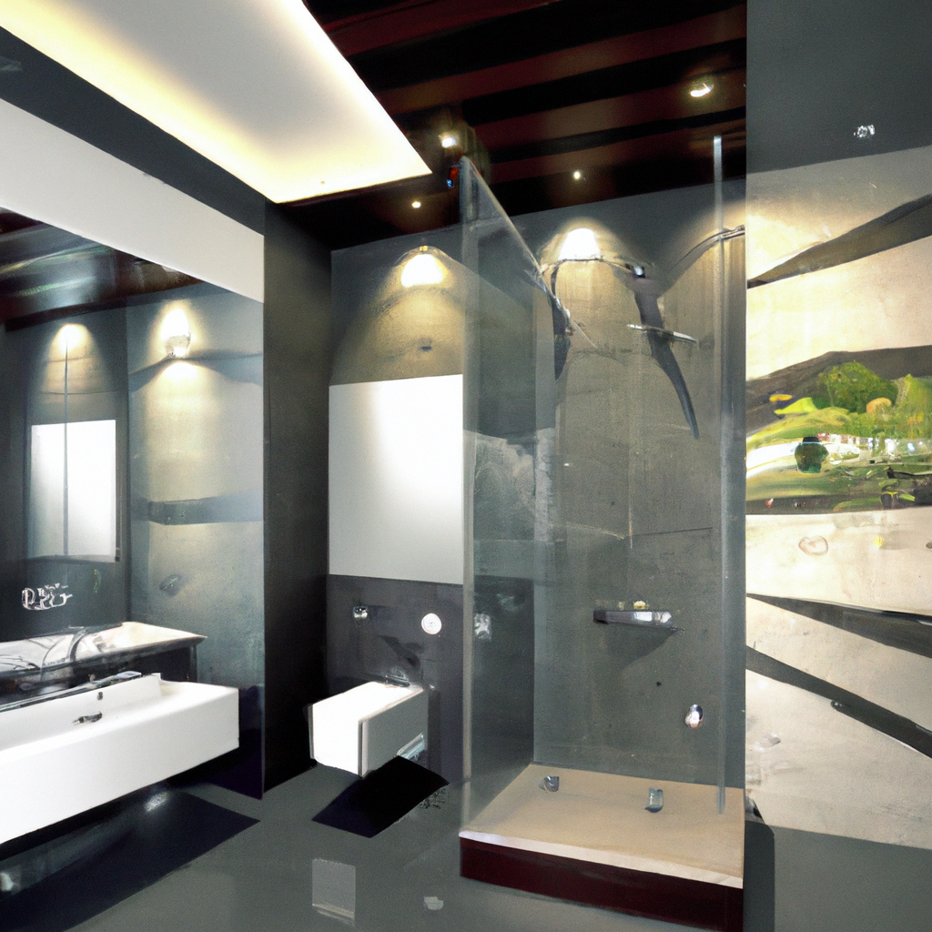 A modern and contemporary compact bathroom design maximizing a small space.