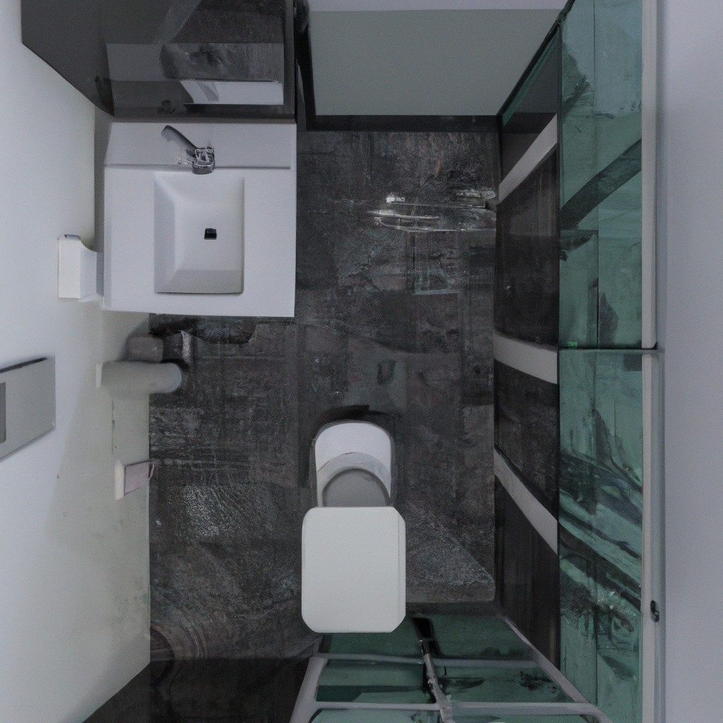 A renovated designer bathroom with modern fixtures and sleek finishes.