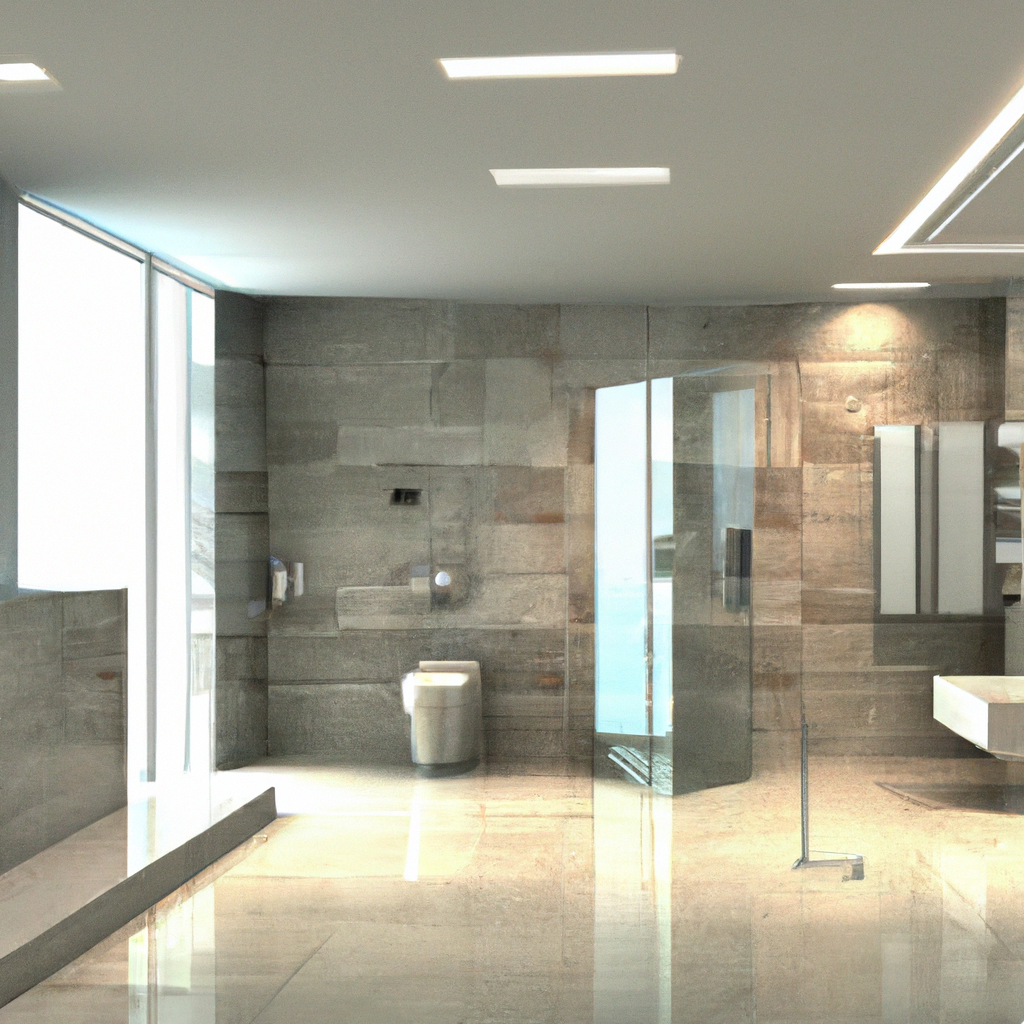 Alt Text: A modern and sleek bathroom design with contemporary features and clean lines.