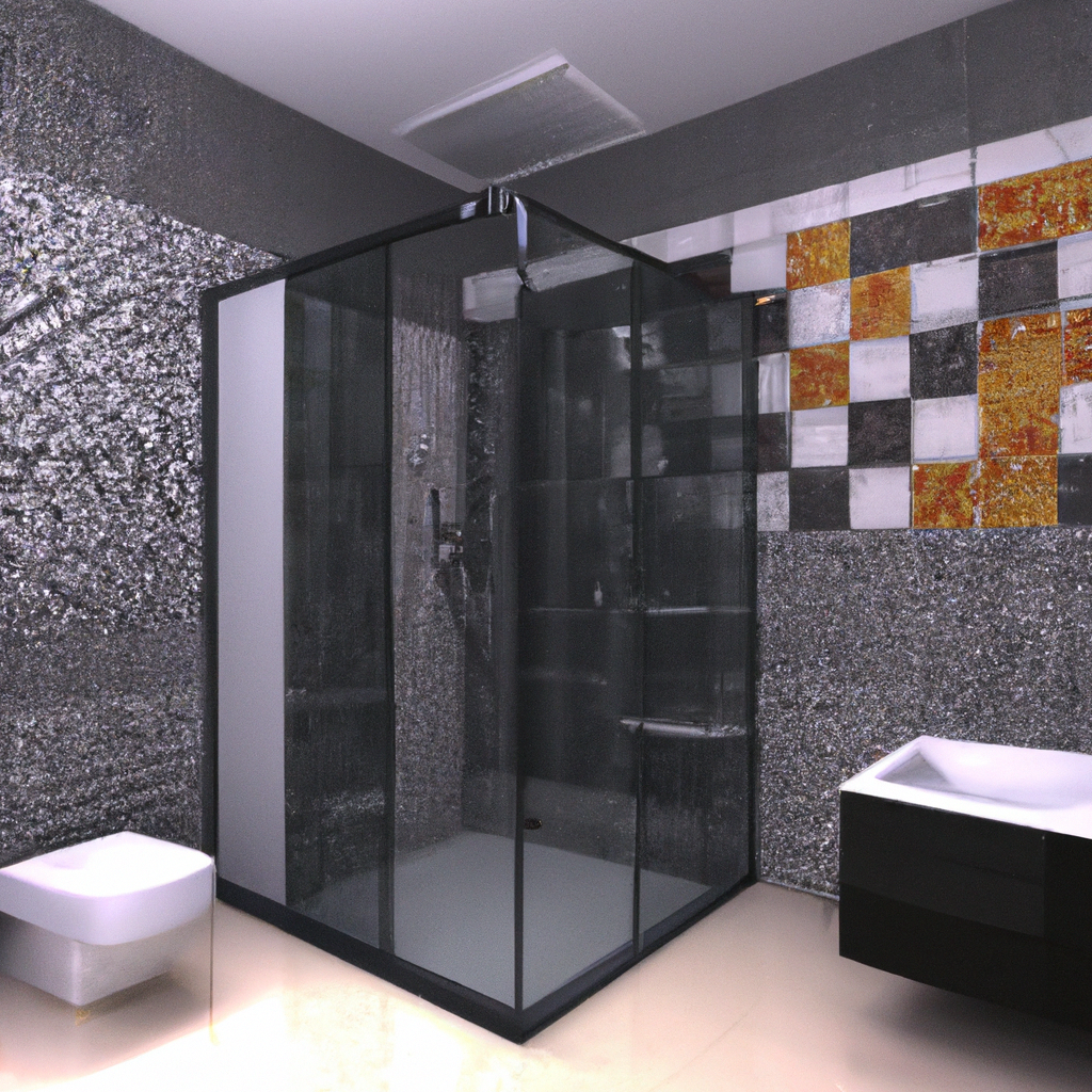 A collection of modern tile designs in a plumbing showroom