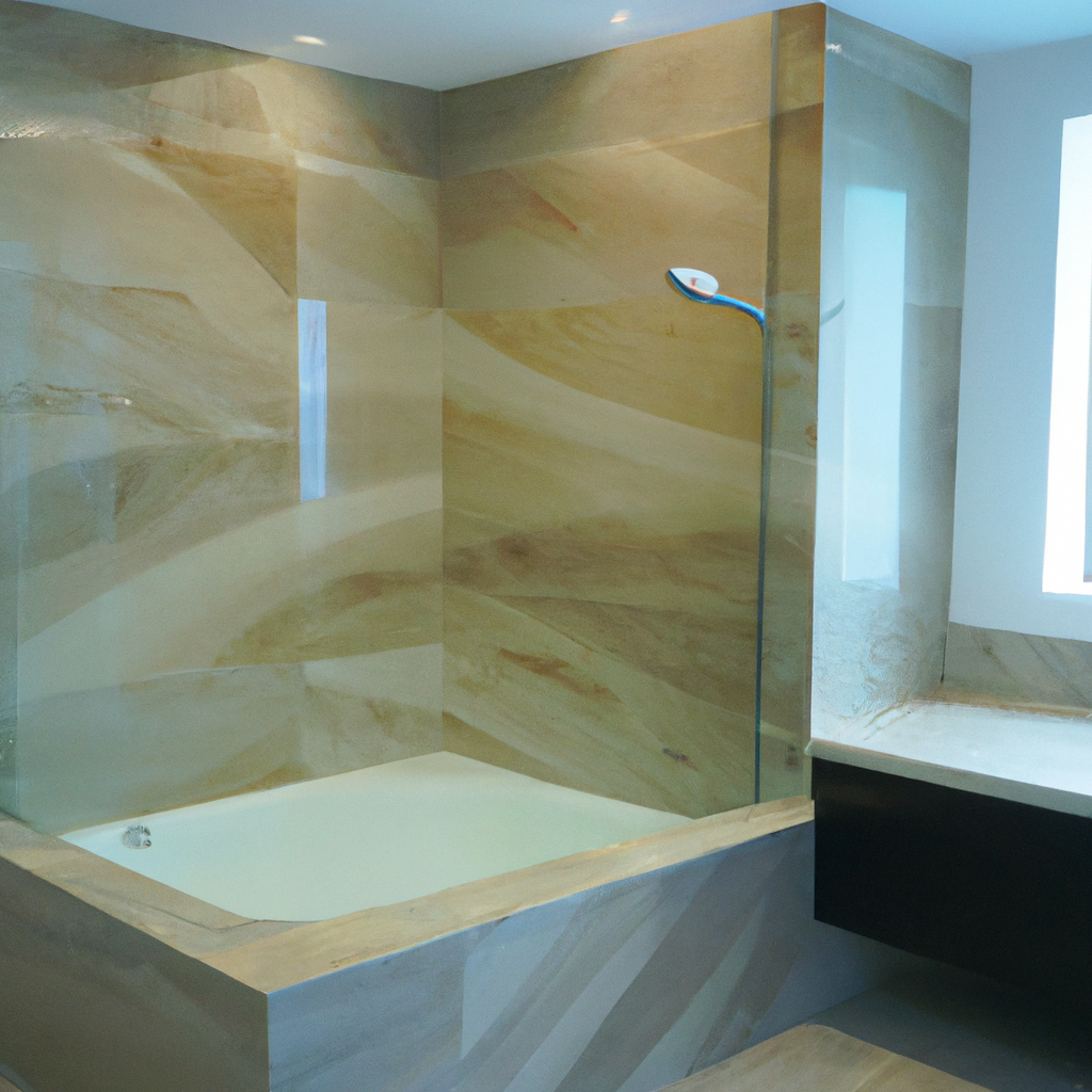 A modern and sleek bathroom with a newly renovated shower.