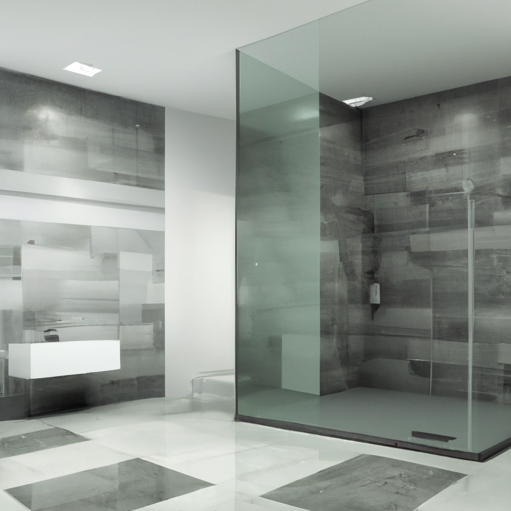 A modern and contemporary shower renovation with a sleek design.