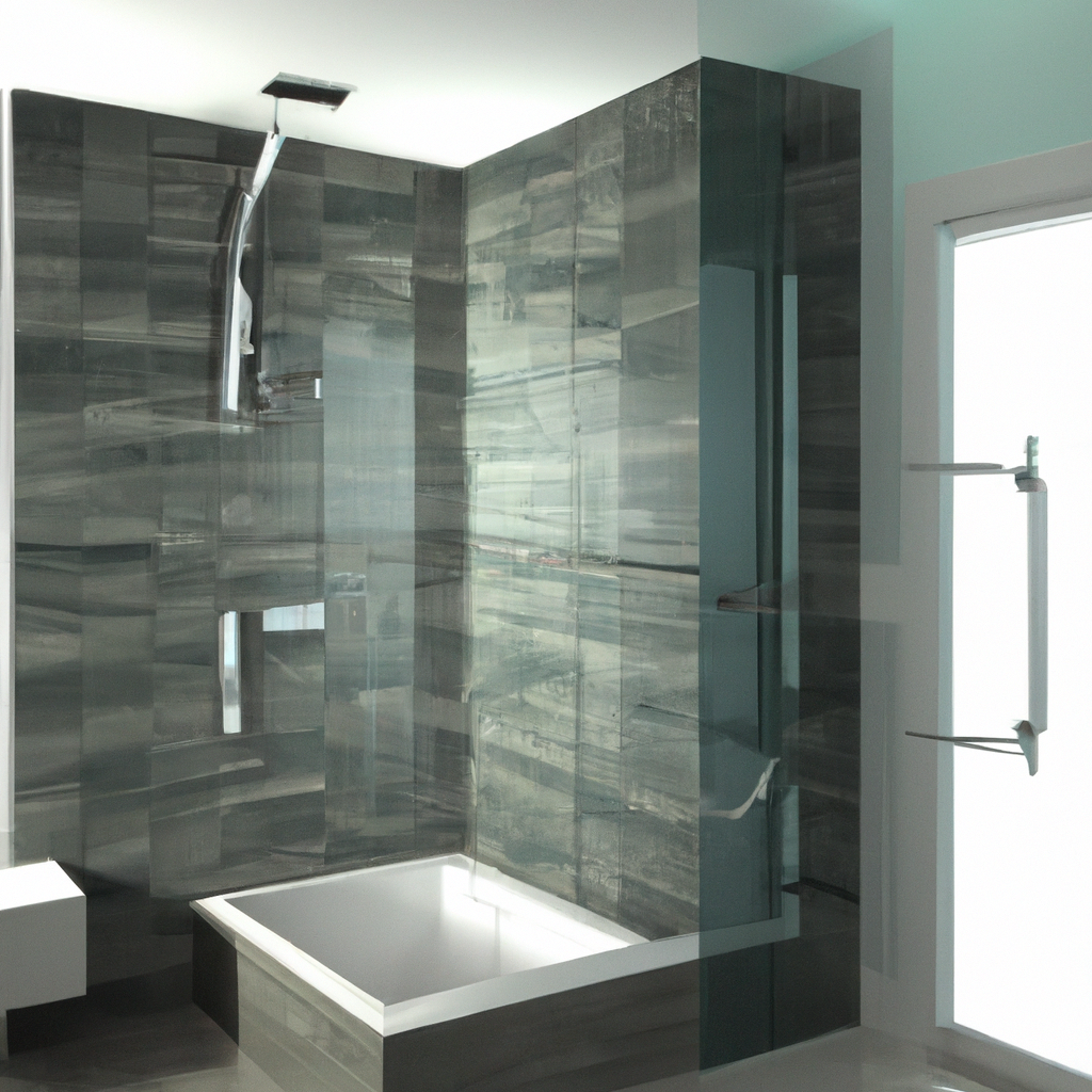 A newly remodeled small bathroom with a modern and contemporary design.