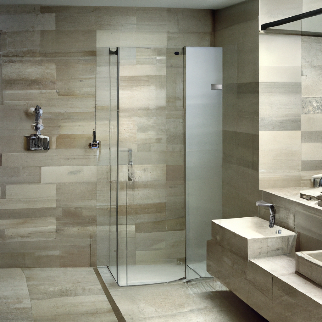 A modern and contemporary bathroom renovation in Boston featuring new fixtures and design elements.