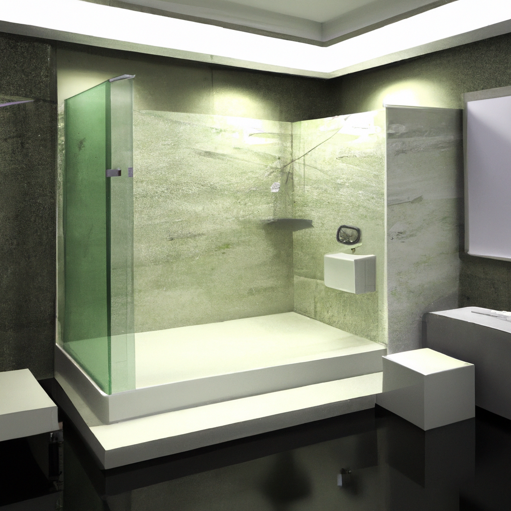 A modern bathroom with contemporary design elements.