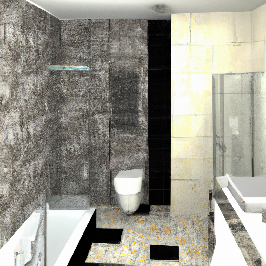 A modern bathroom with sleek fixtures and a contemporary design.