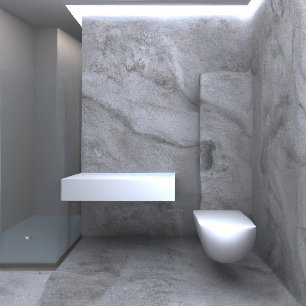 A modern and updated bathroom with sleek fixtures and a clean design.