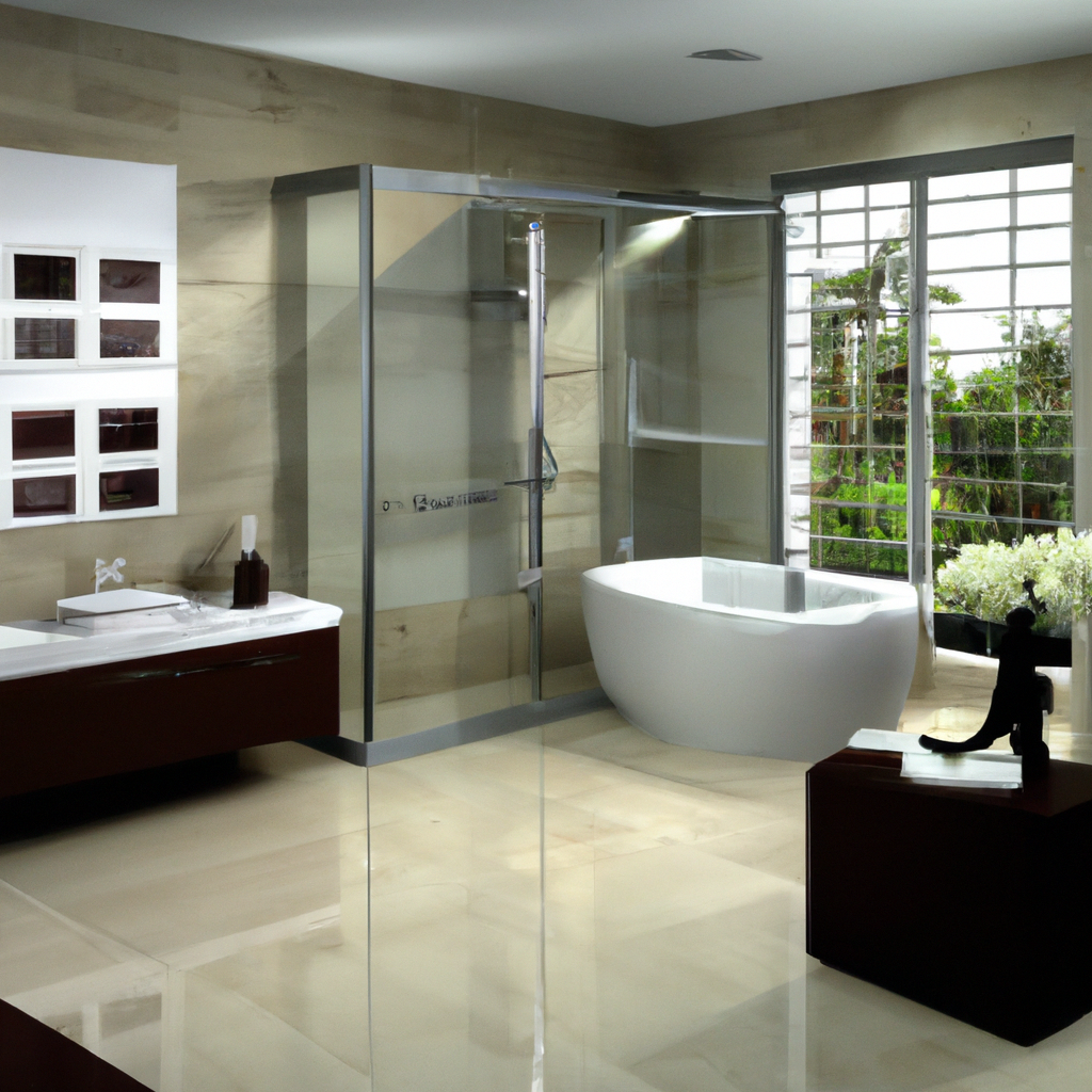 Alt Text: A modern and contemporary shower remodel with new features.