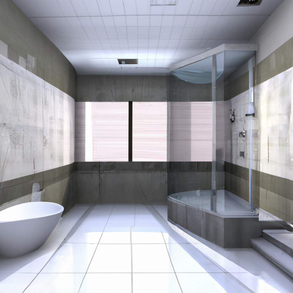 Alt Text: A bathroom with newly renovated fixtures and a modern design.