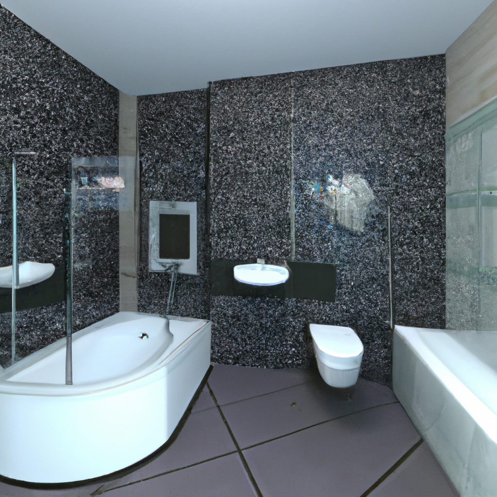 Alt Text: A stylish and modern bathroom with contemporary lighting fixtures.