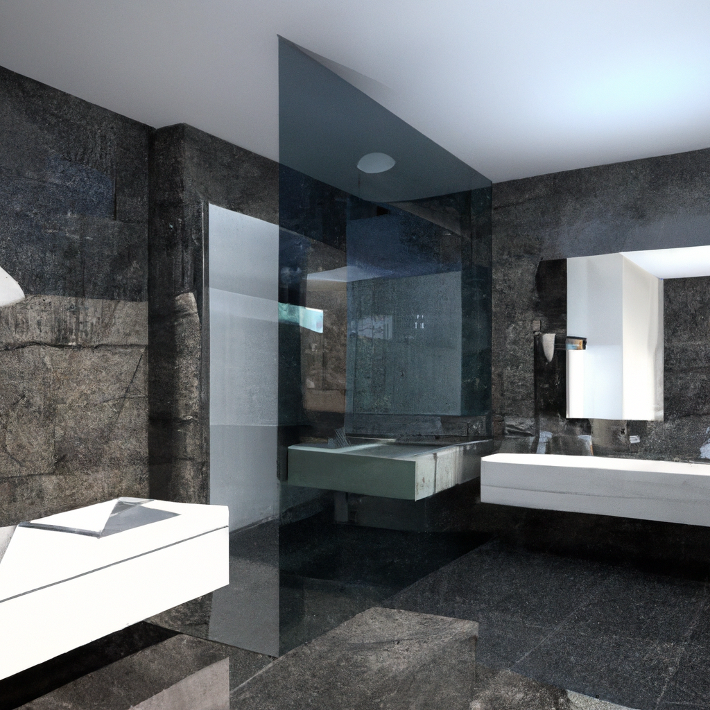 Alt Text: A modern and contemporary luxury bathroom renovation with new design elements