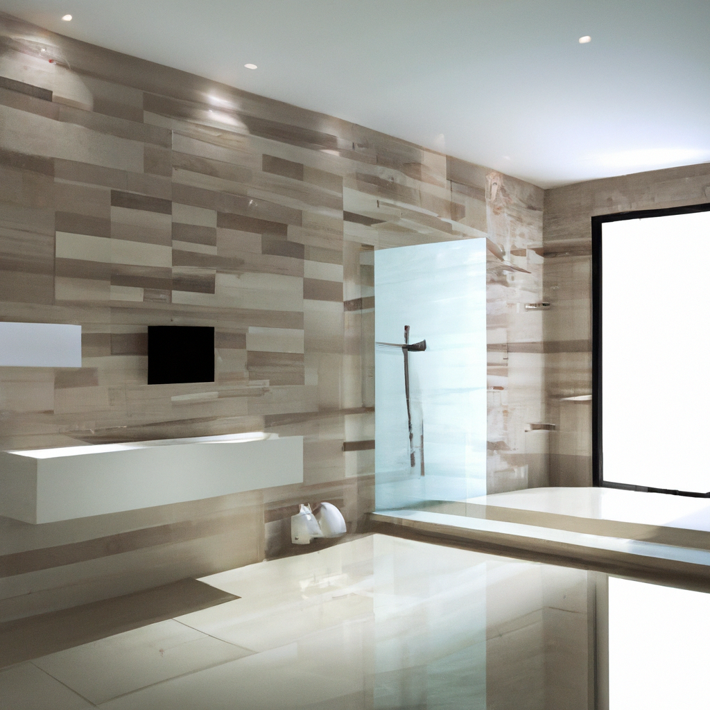 A luxurious modern bathroom renovation with contemporary design elements.