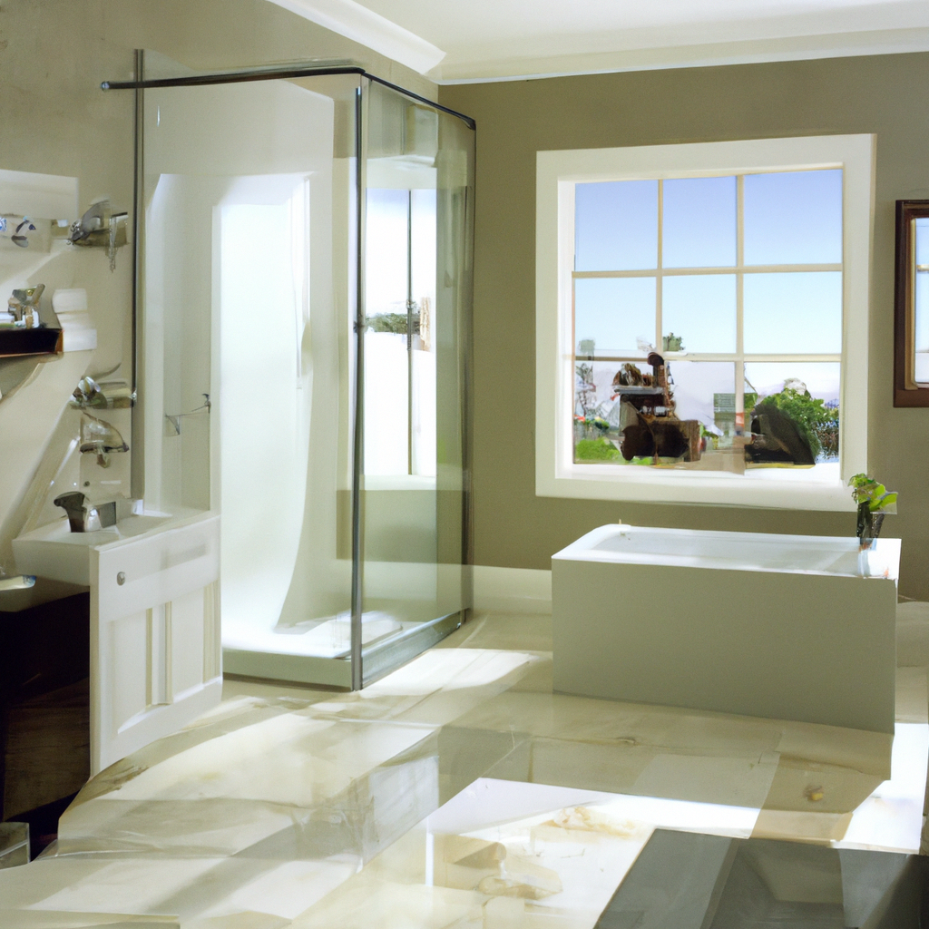 A modern bathroom with sleek and stylish lighting fixtures.