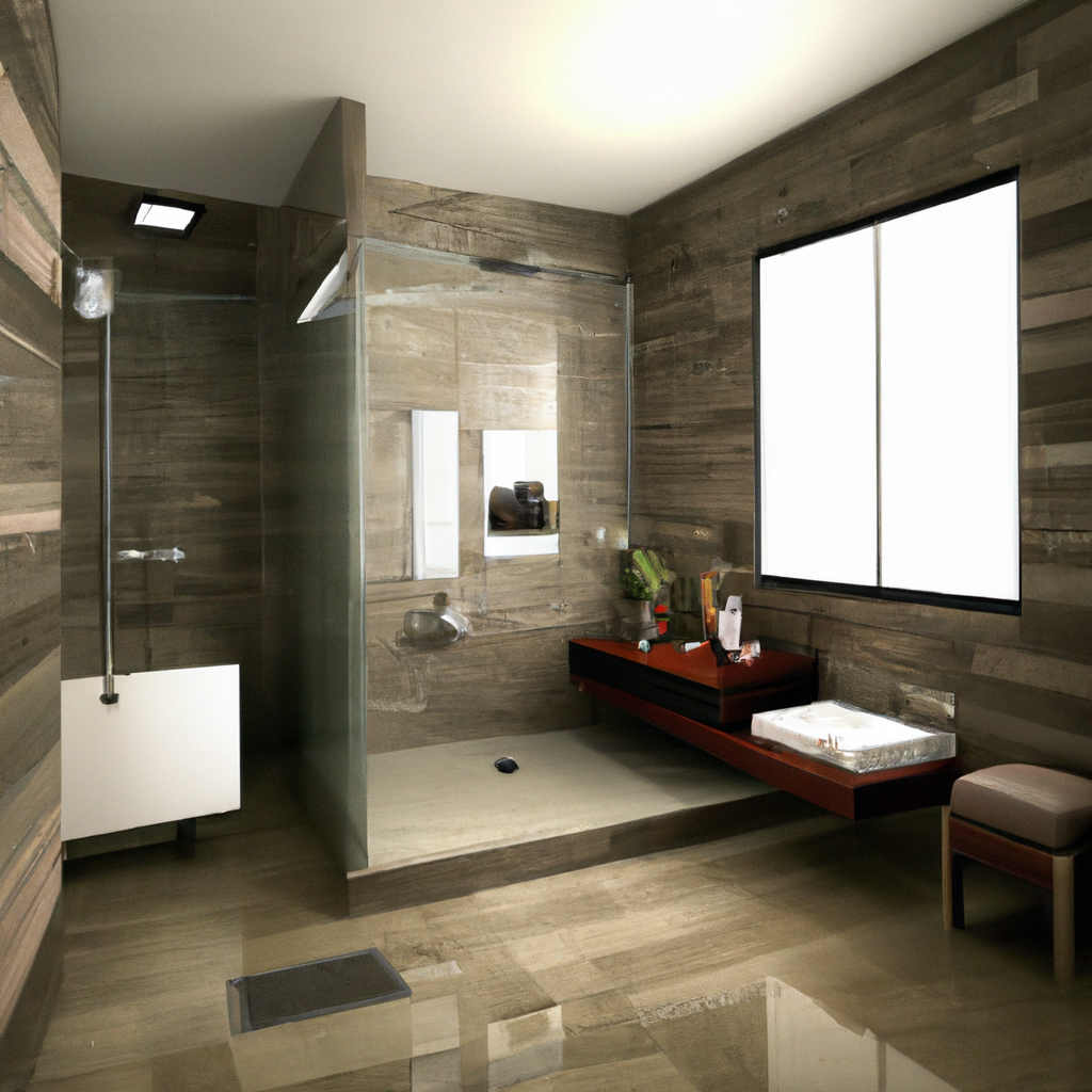 Alt text: A modern bathroom with sleek fixtures and contemporary design elements.