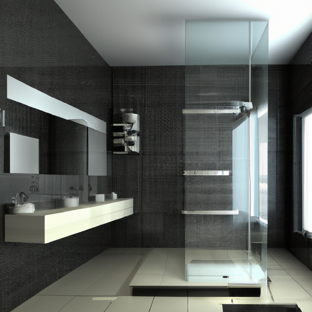 Alt text: A modern bathroom design with contemporary fixtures and sleek features.