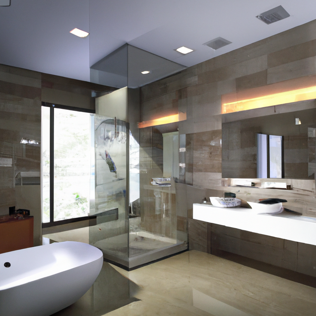 A modern bathroom with sleek fixtures and contemporary design.