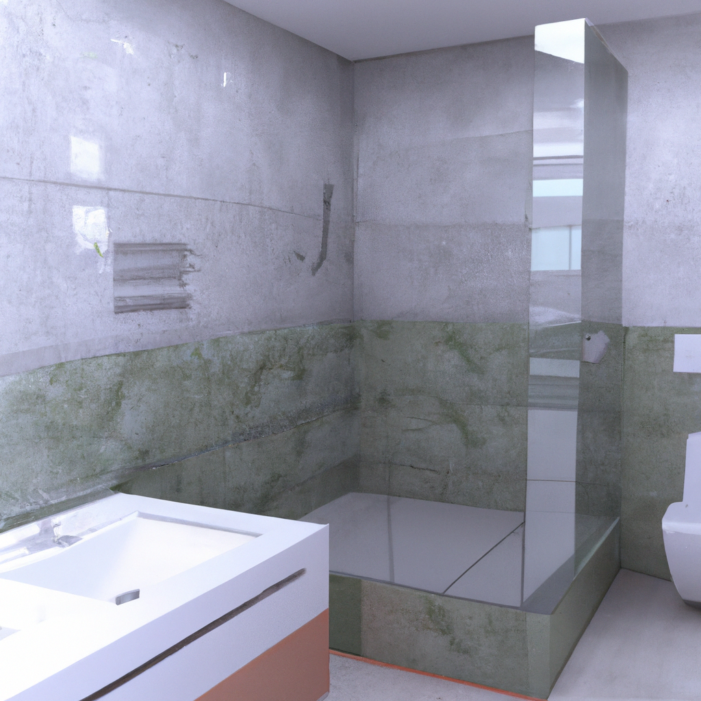 A modern bathroom with sleek fixtures and a sophisticated design.