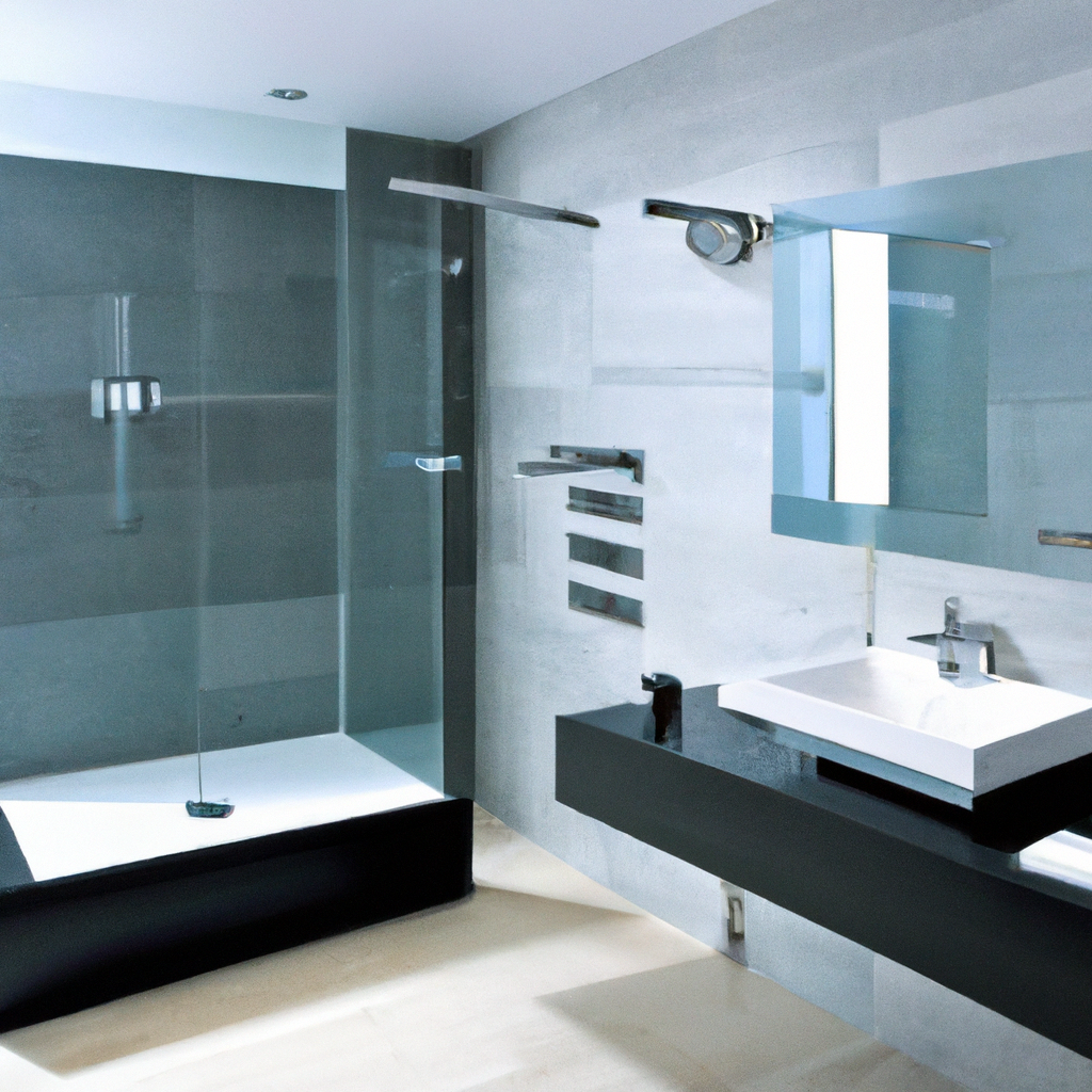 Alt Text: A modern and contemporary bathroom remodel in Boston.