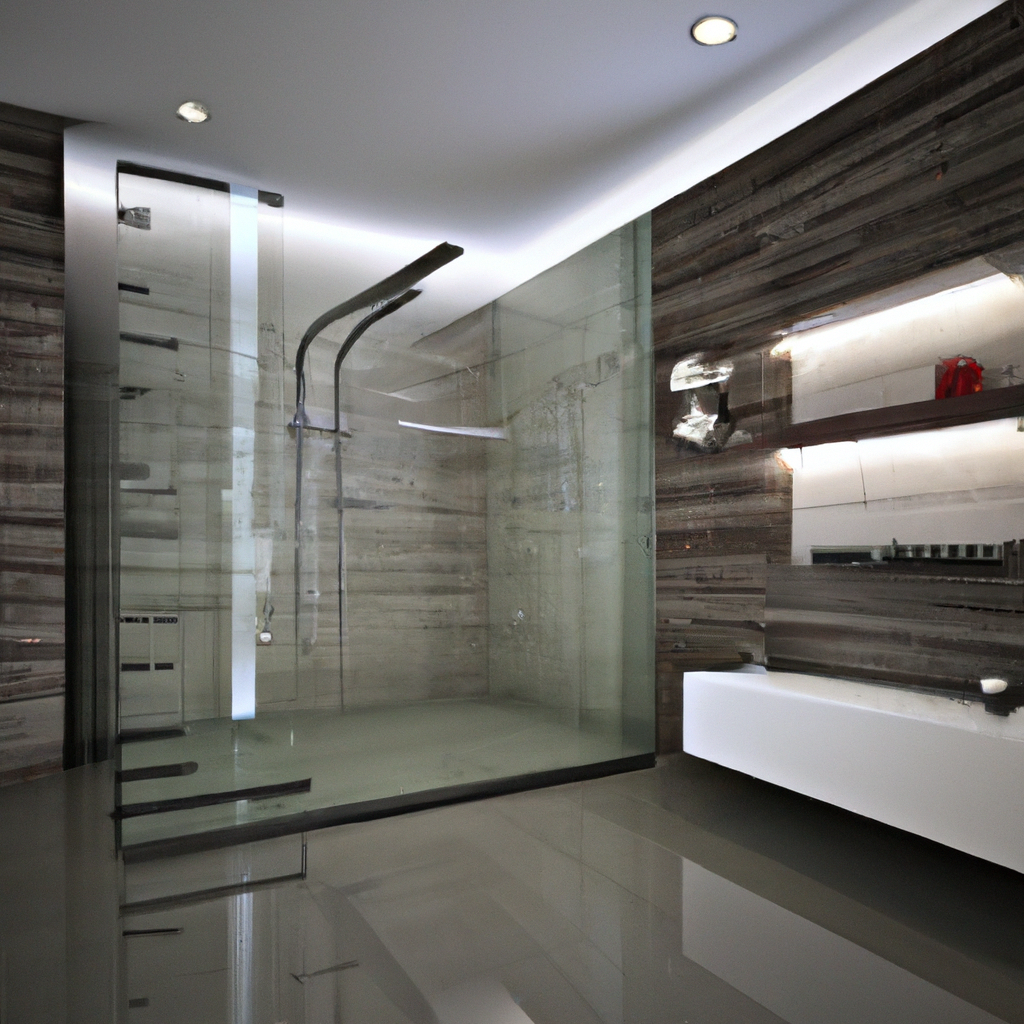 A modern and contemporary redesigned bathroom with upscale features in Boston.