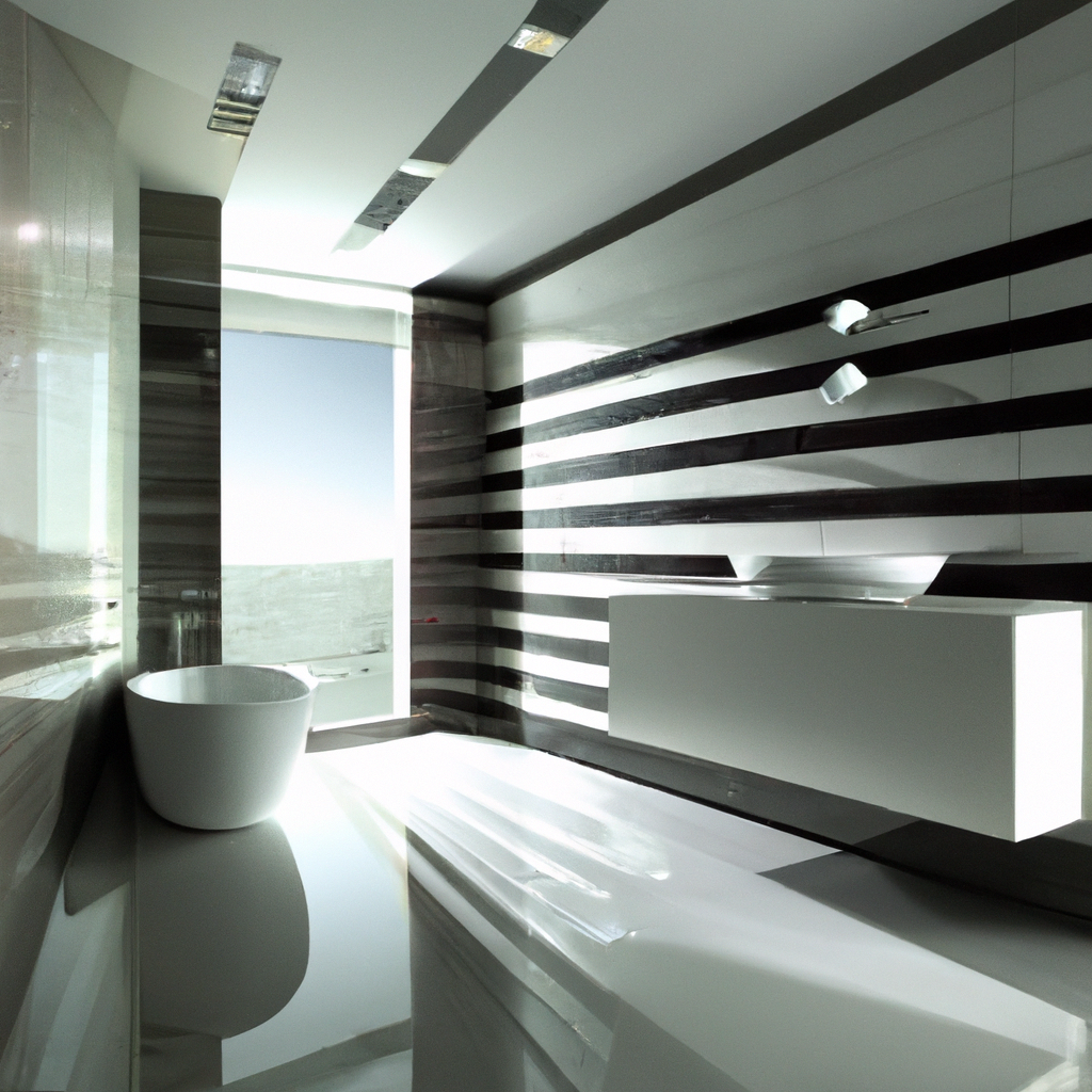 A collection of five unique and modern bathroom designs.