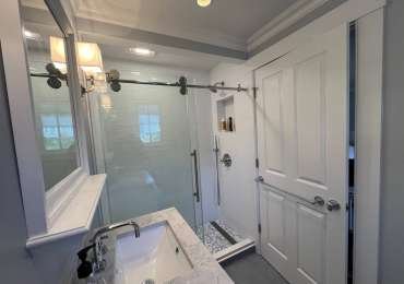 Modern Bathroom Renovation with Walk-In Shower in Needham, MA