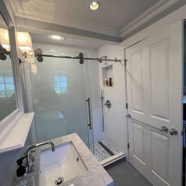 Modern Bathroom Renovation with Walk-In Shower in Needham, MA