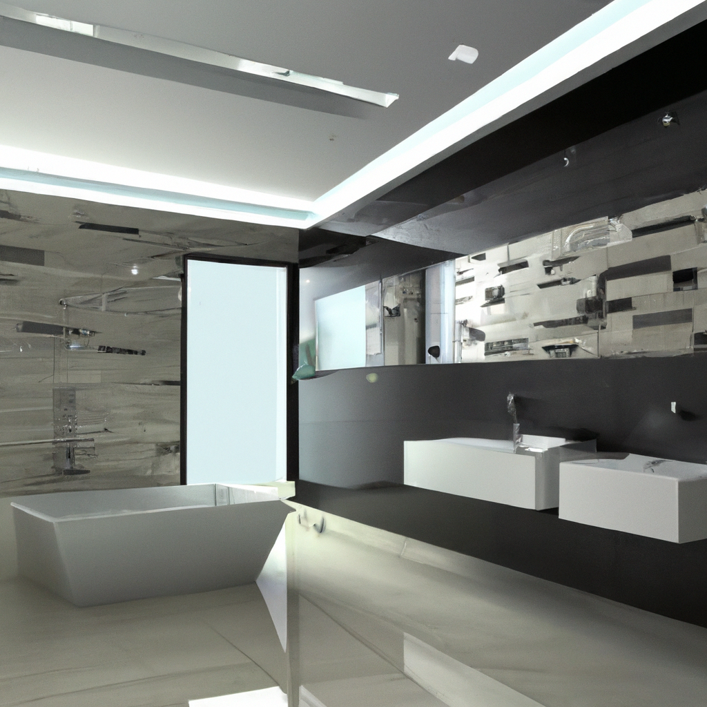 Alt text: A sleek and modern bathroom with contemporary design features