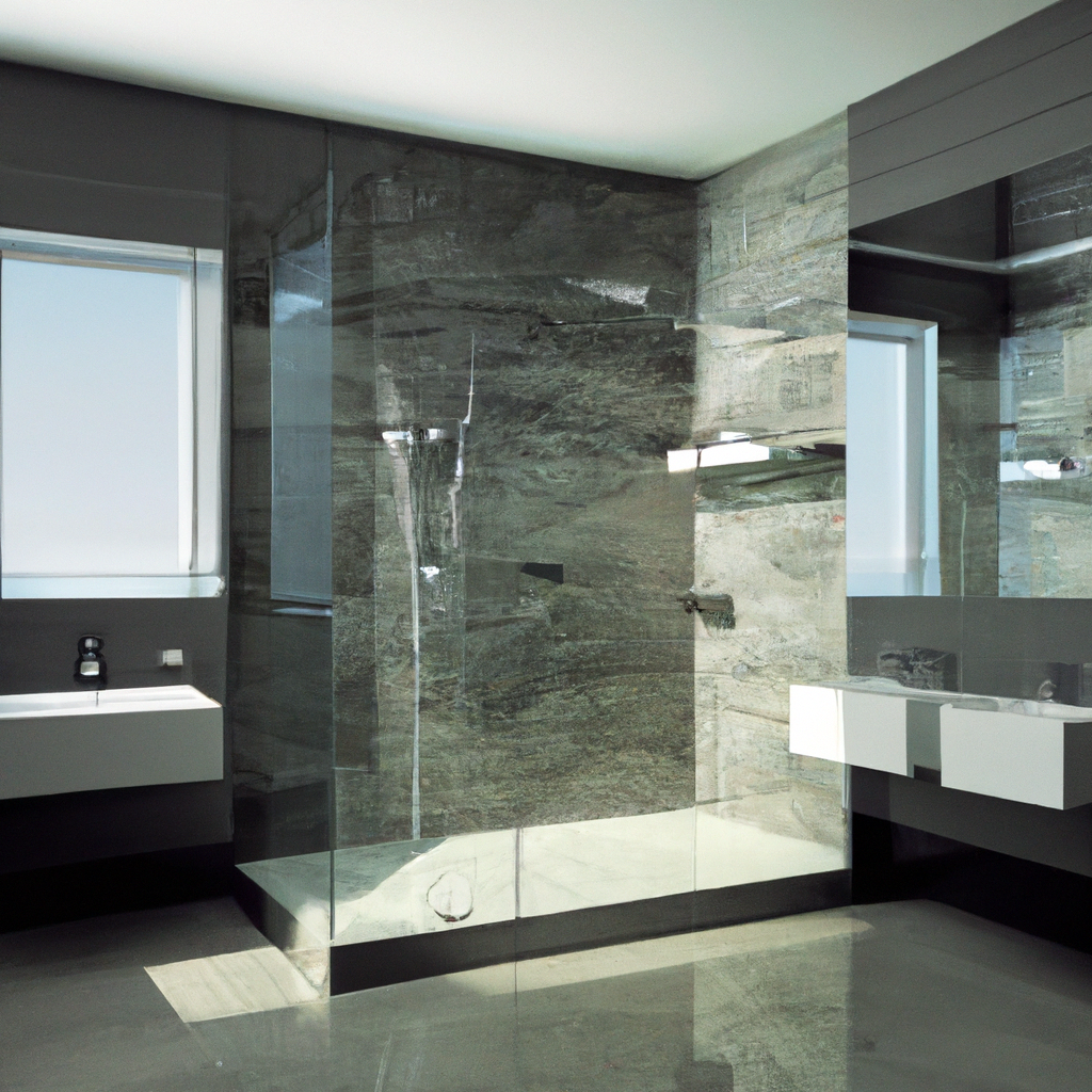 A modern and budget-friendly bathroom renovation with a contemporary design.