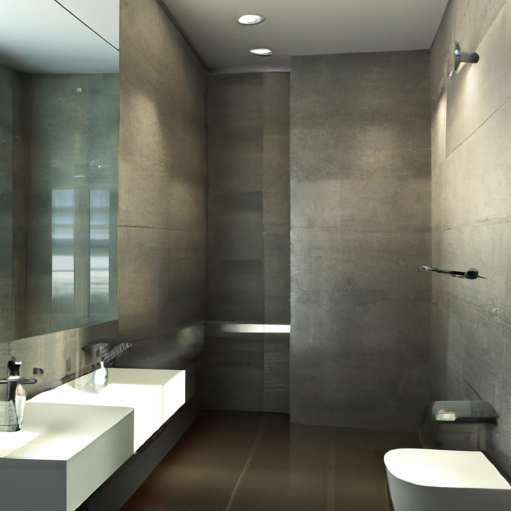 Alt text: A modern and contemporary bathroom remodel featuring budget-friendly design elements.