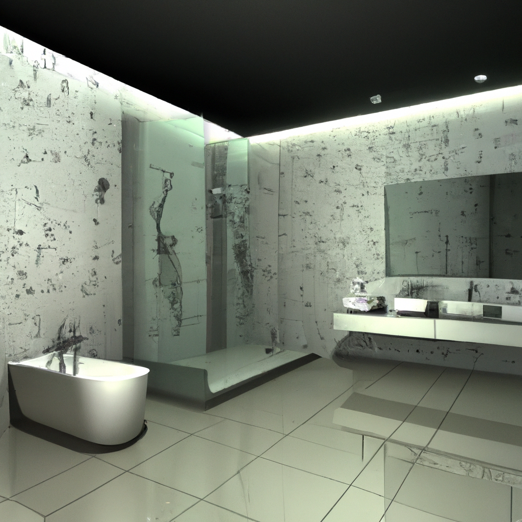 Alt Text: A contemporary bathroom featuring modern fixtures and design elements.