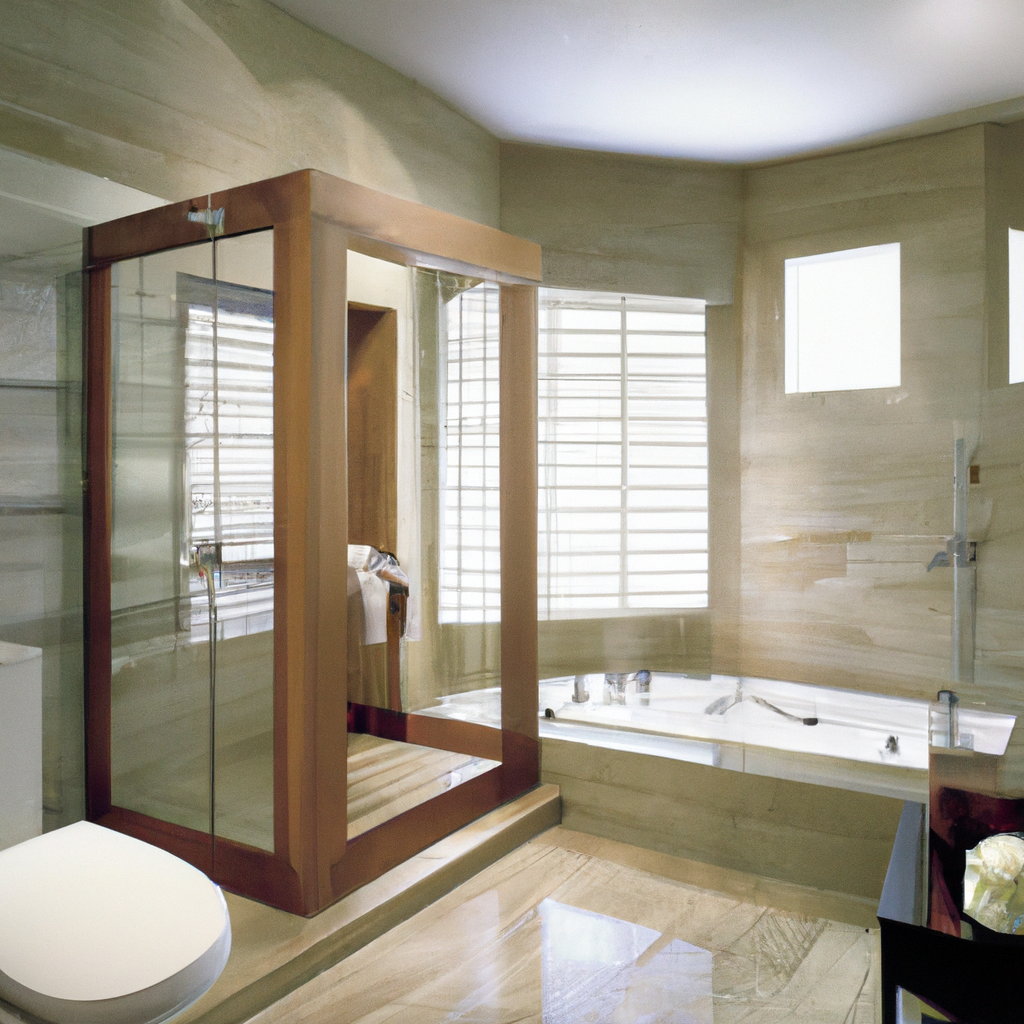 A modern bathroom with sleek design and contemporary fixtures.