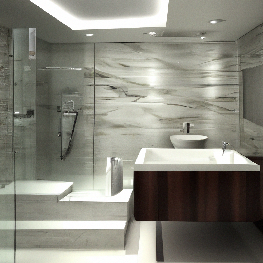 A modern bathroom with contemporary design elements