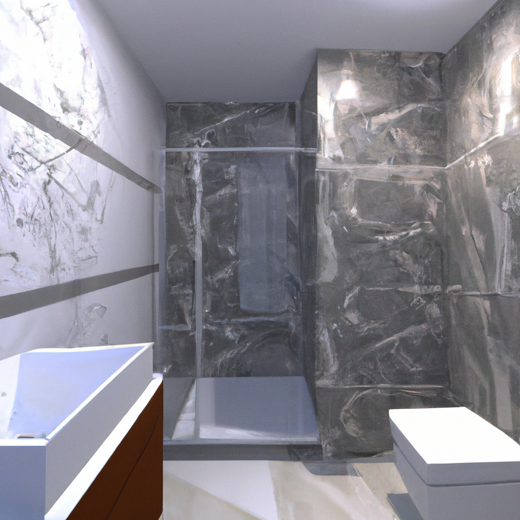 A modern bathroom featuring stylish and functional design elements.