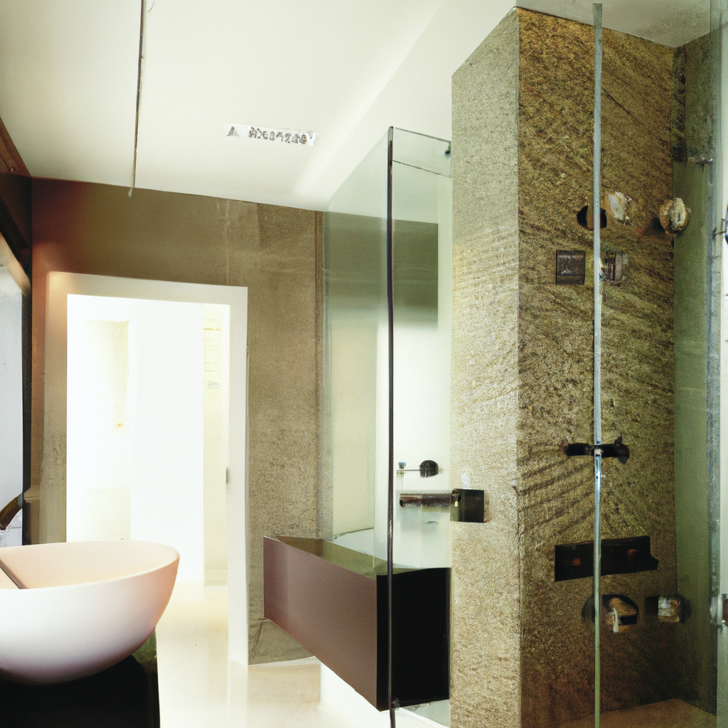 Alt Text: A modern bathroom with contemporary design elements in Milton after a professional renovation.