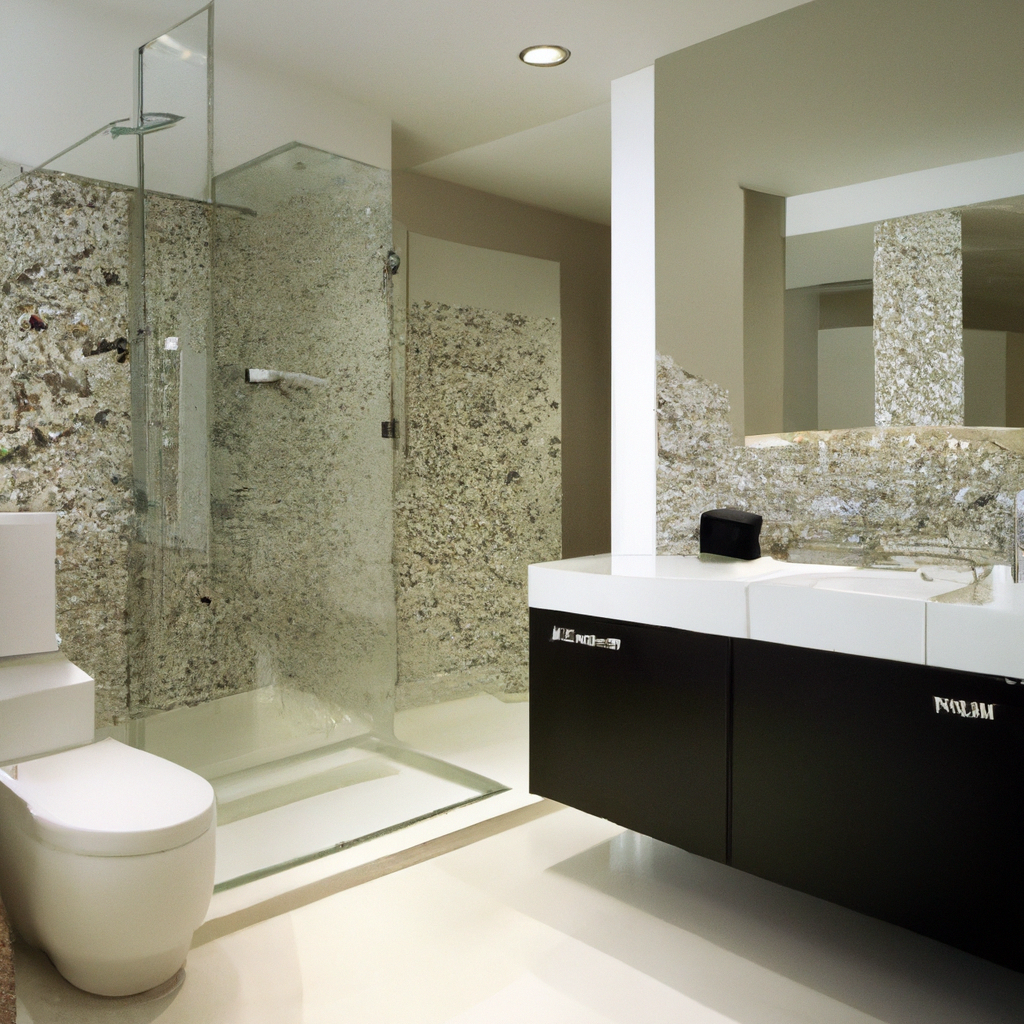 A sleek and modern bathroom design featuring contemporary fixtures and finishes.