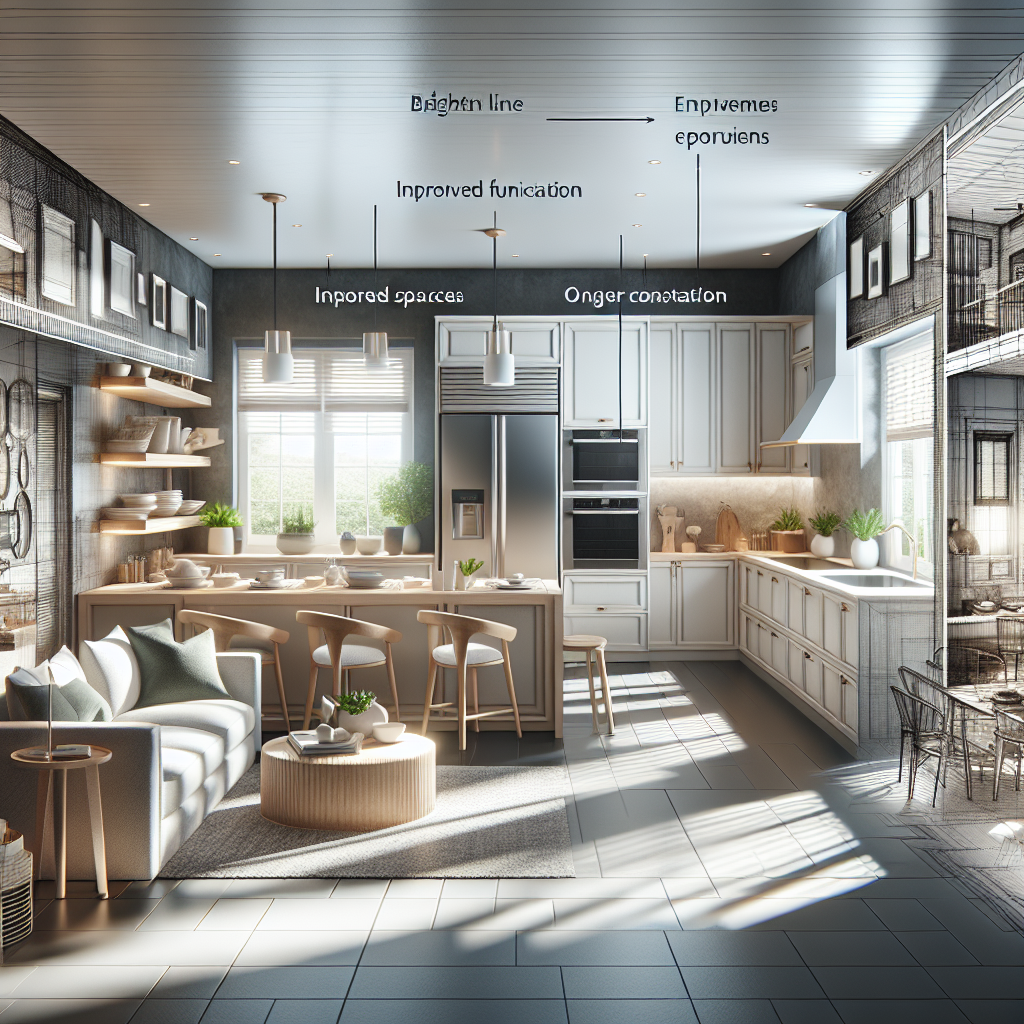 A Dramatic Transformation: Unveil the Potential of Your Space with a Kitchen Upgrade Image depicting a modern kitchen renovation featuring high-end appliances and stylish interiors.