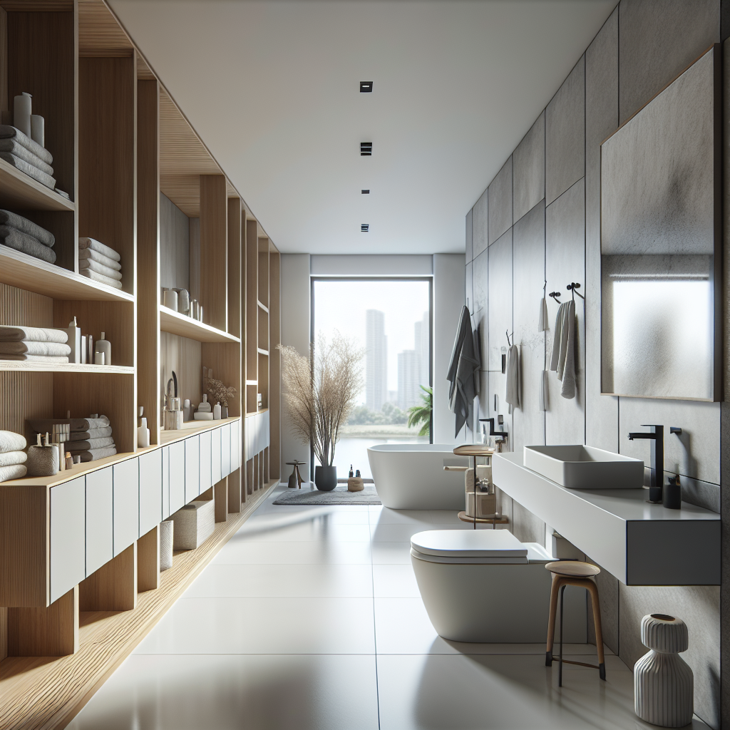 Modern bathroom showcasing contemporary aesthetics.