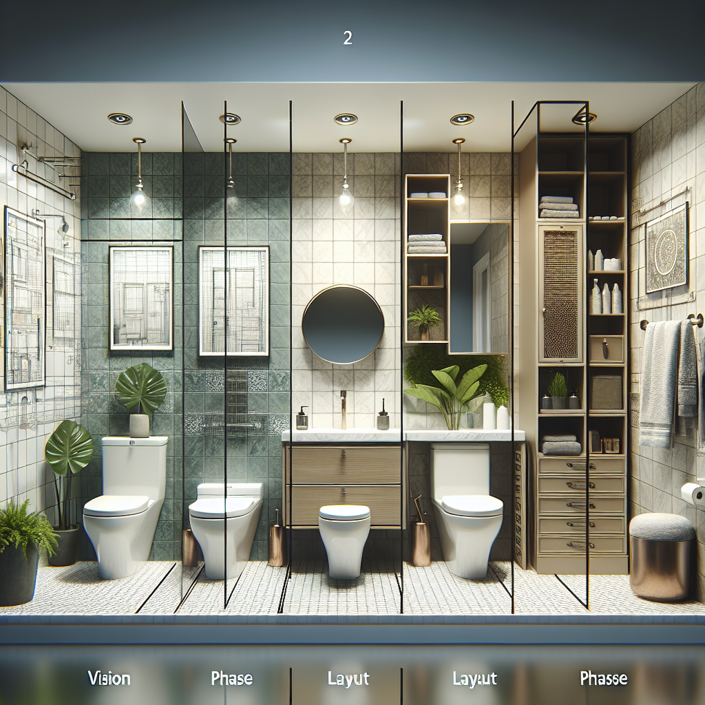 Caption: See how sophistication meets efficiency in this stunning tiny bathroom remodel! An image of a beautifully remodeled tiny bathroom, displaying efficient use of space and style.
