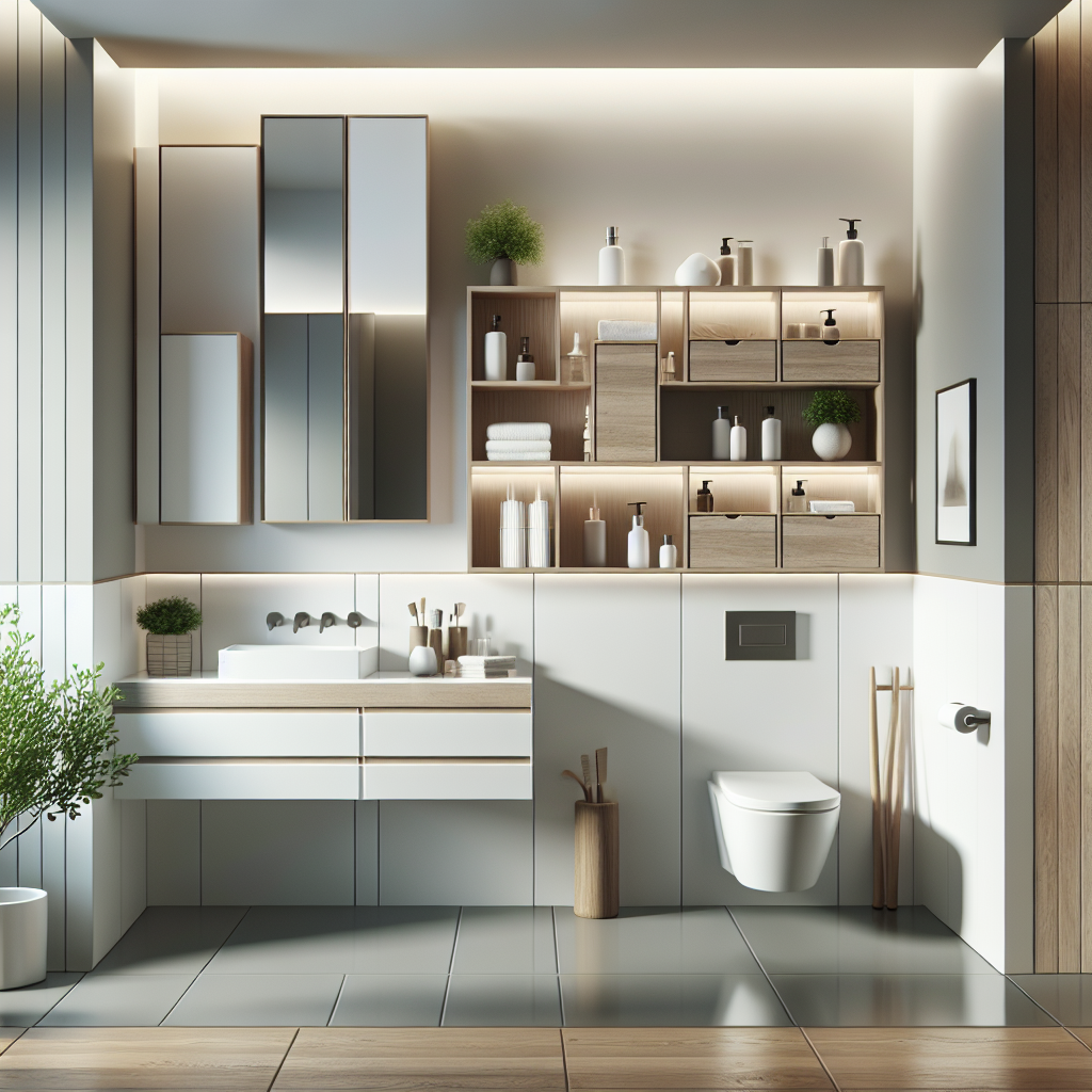 Alternative text: Contemporary modern bathroom design promoting a new fresh aesthetic.