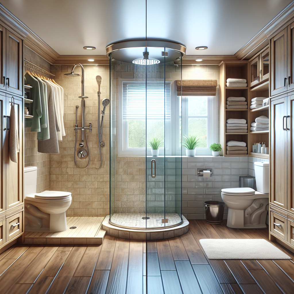 An elegant, redesigned shower area reflecting style and comfort.