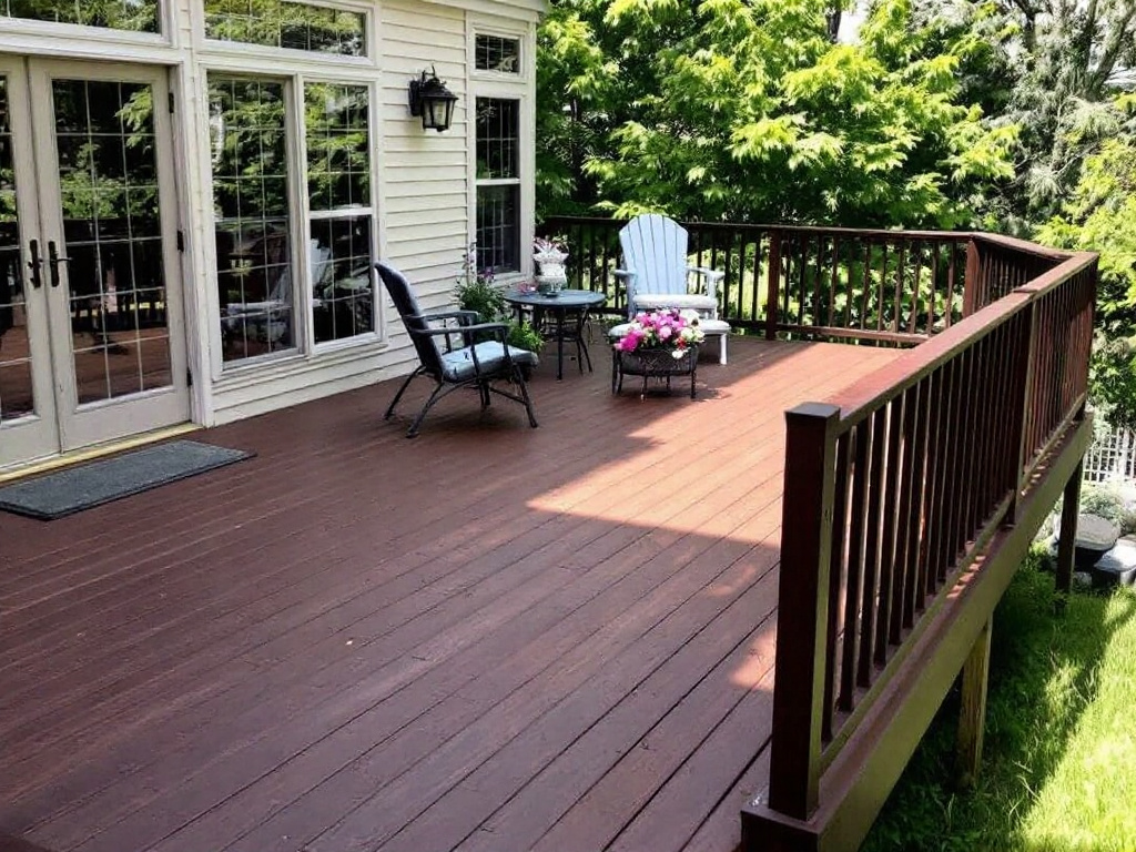 Skilled workers installing a deck in a Lexington, Massachusetts property.