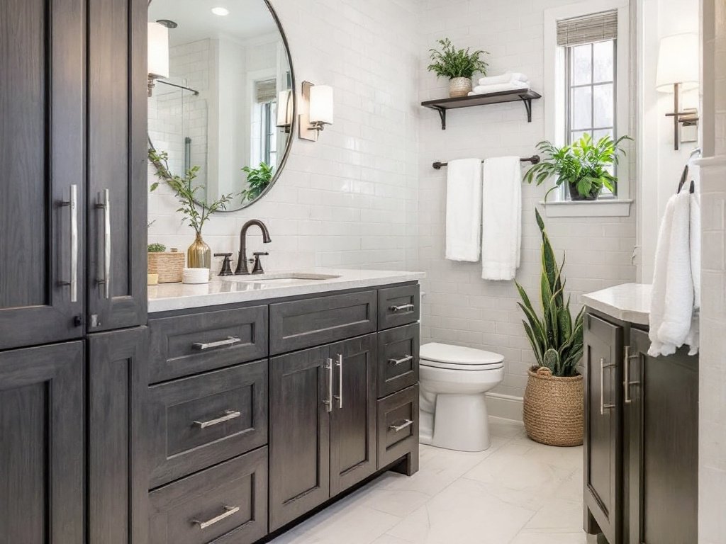 Bath Remodel Near You: Experience our modern transformation for your bathroom today! Newly remodeled bathroom featuring modern, contemporary design.