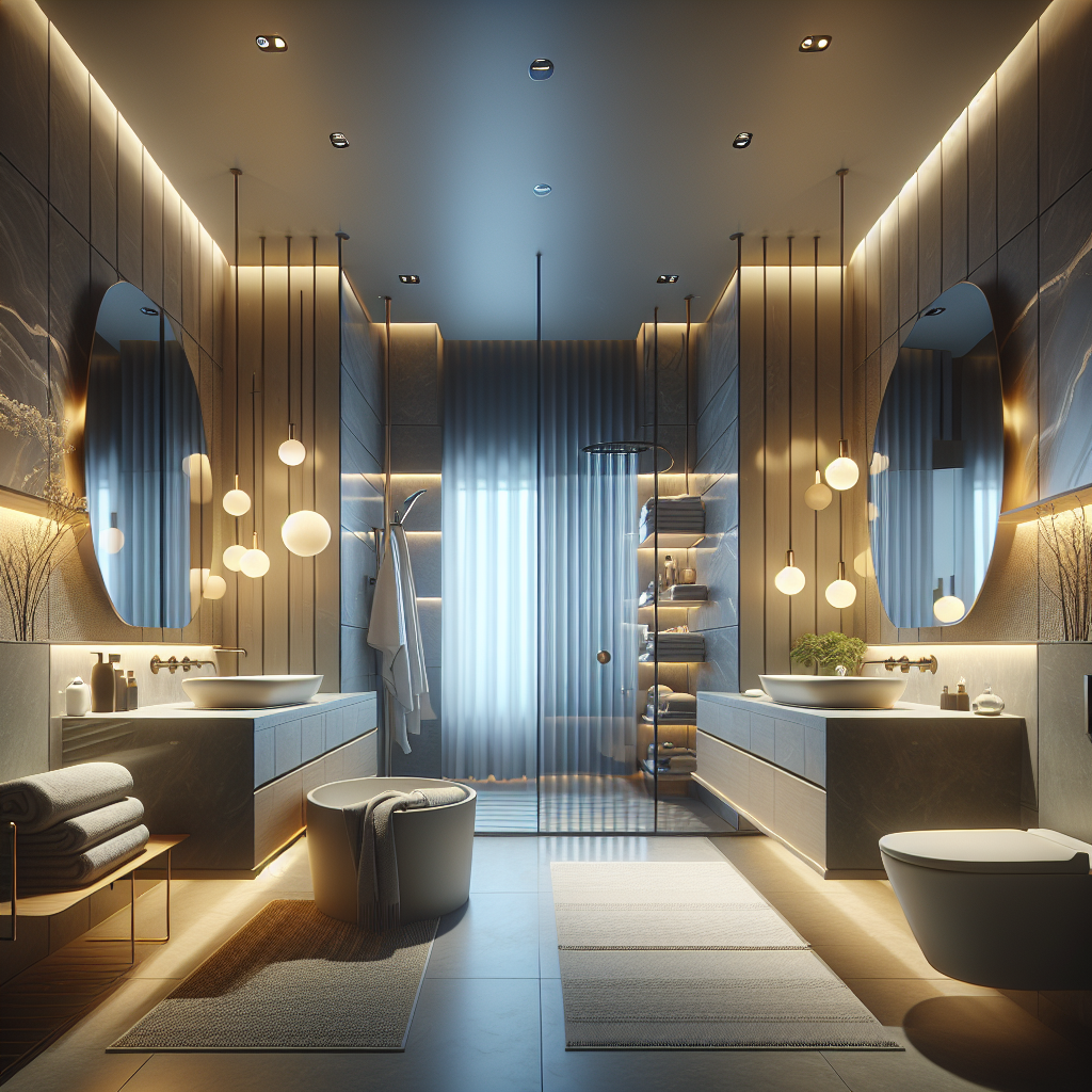 Caption: Unveiling the magic of light in Winchester's latest contemporary bathroom designs. Modern bathroom lighting designs in Winchester featuring contemporary aesthetics.