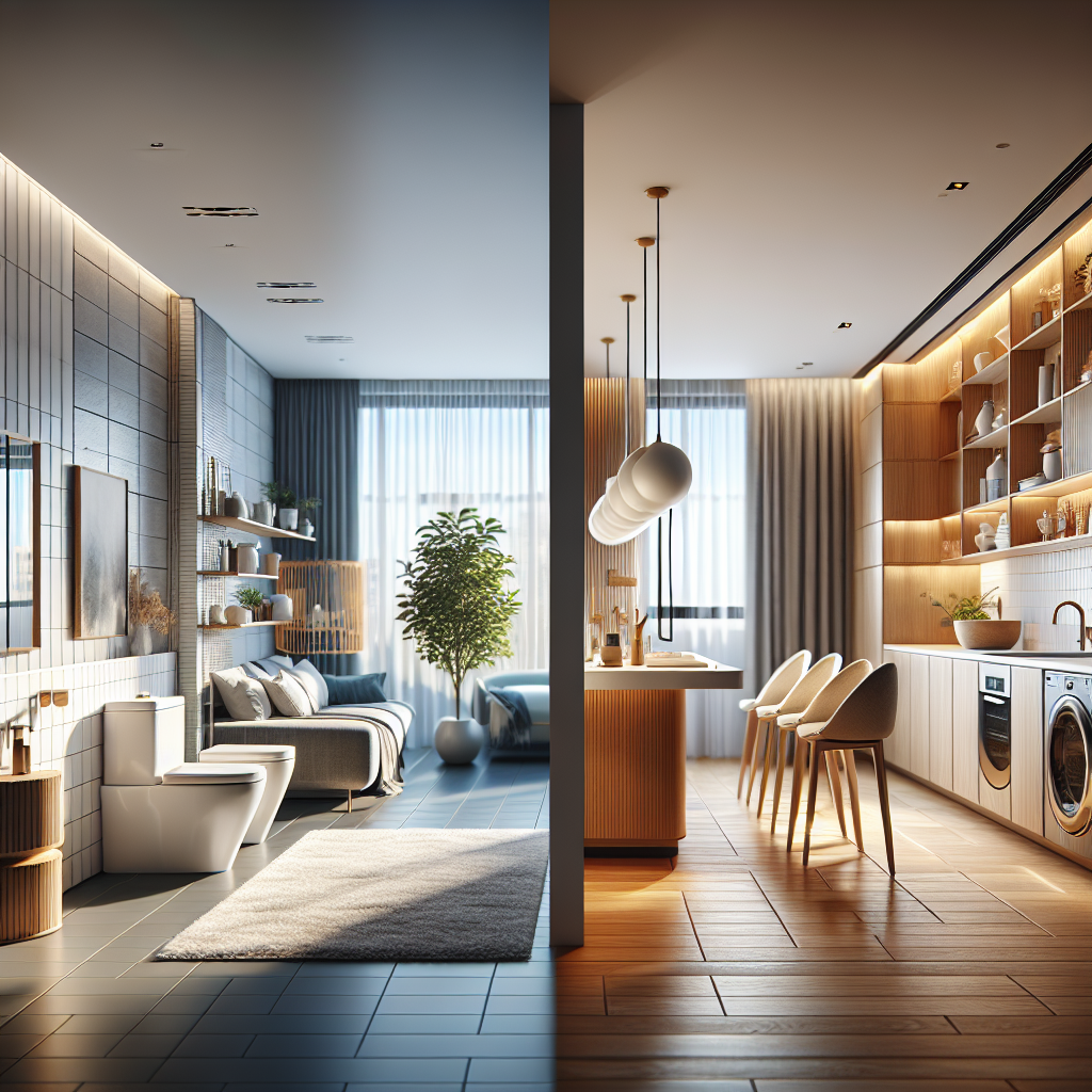 Unveiling a New Era of Modern Bathrooms and Kitchens: A Look at Transformation through Custom Remodeling An updated, modern bathroom and kitchen featuring contemporary design elements after a custom remodeling