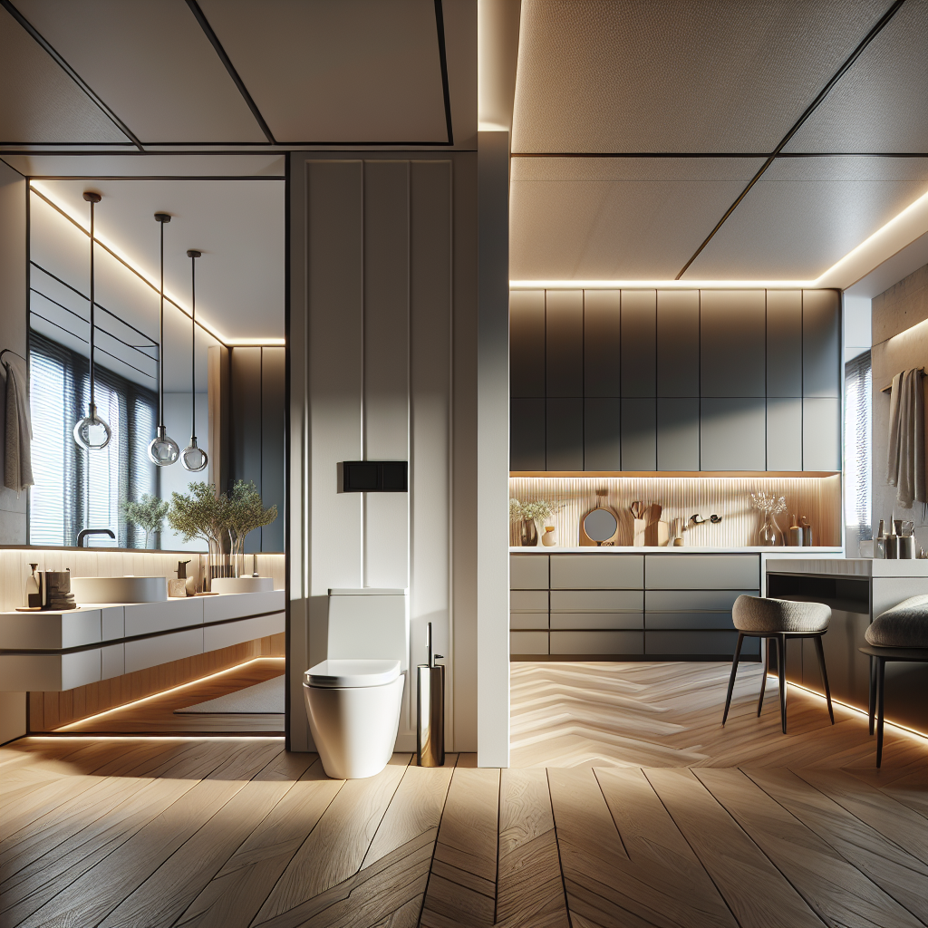 Customized Bathroom and Kitchen Makeover: Your Space Reimagined. A before-and-after display of a tailored kitchen and bathroom remodel.