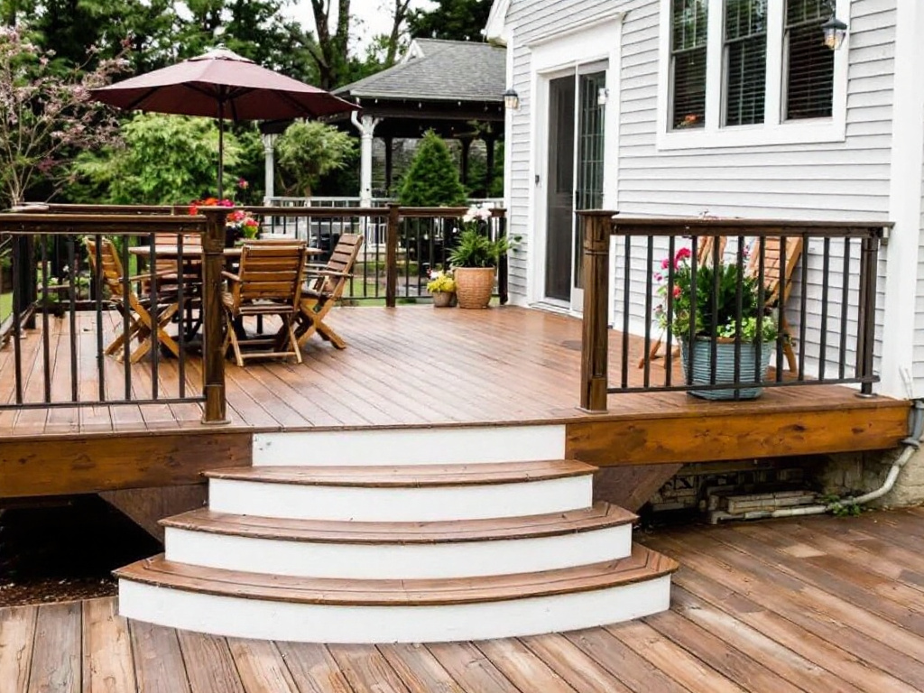 A scene of modern and contemporary deck installation near Burlington, MA.