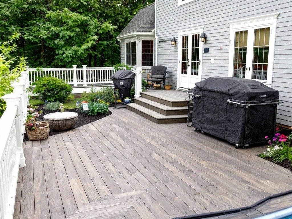 Aesthetic Enrichment via Expert Deck Installation in Lexington, MA. Alt Text: Professional deck installation enhancing a home's beauty in Lexington, MA.